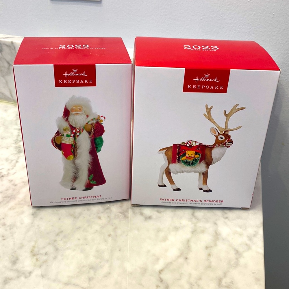 NWT- Hallmark 2023 Father Christmas & LIMITED EDITION Father Christmas Reindeer